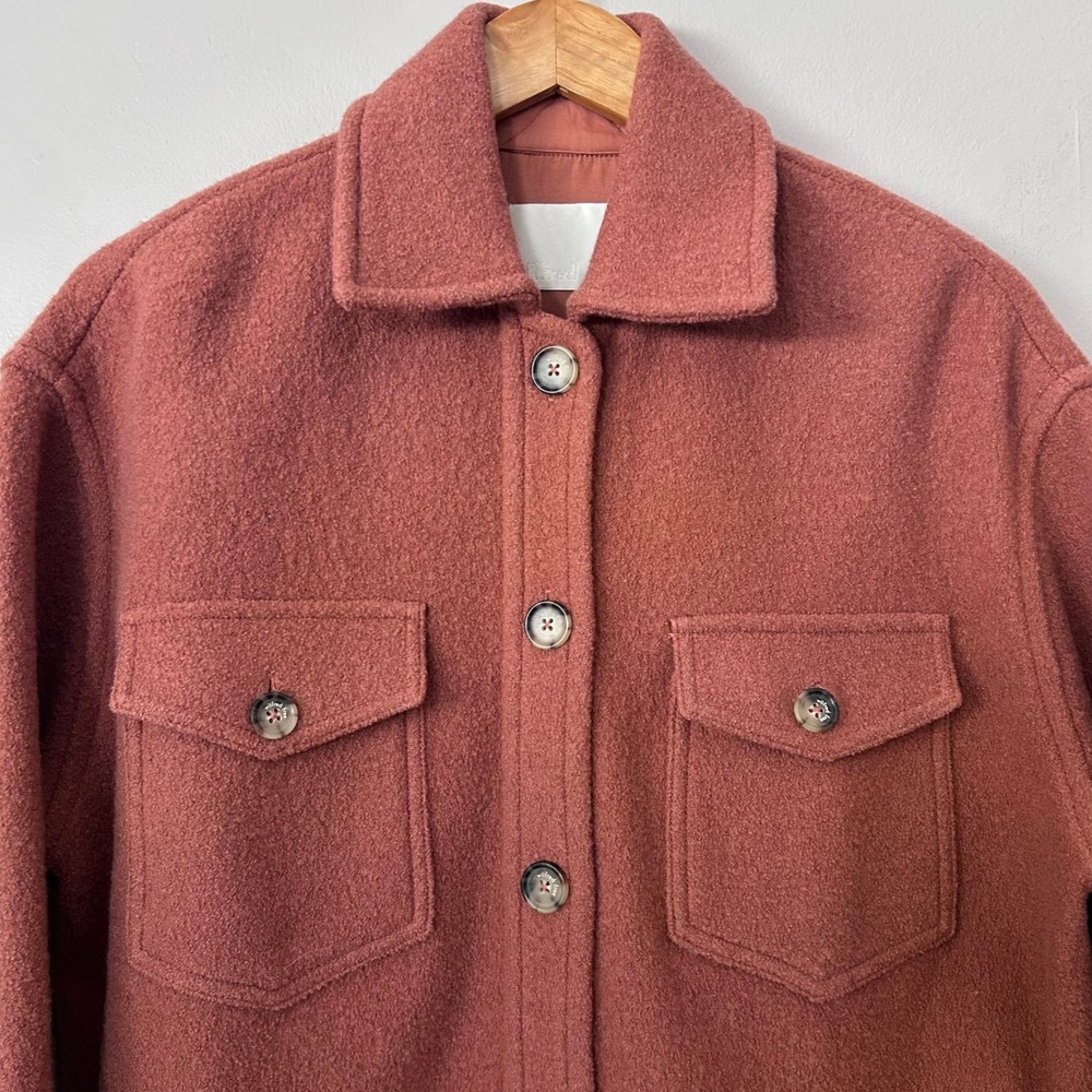 Wilfred Free Aritizia Ganna Jacket Womens M Rosewood Pink Merino Wool Shacket